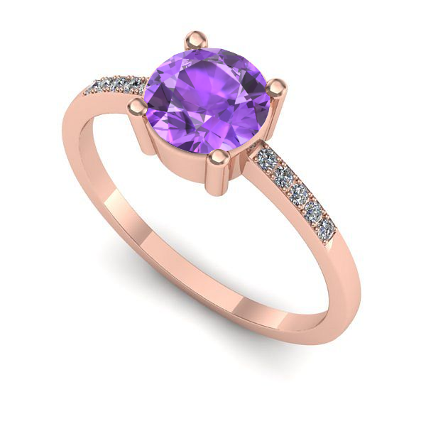 Inel logodna din aur roz cu ametist