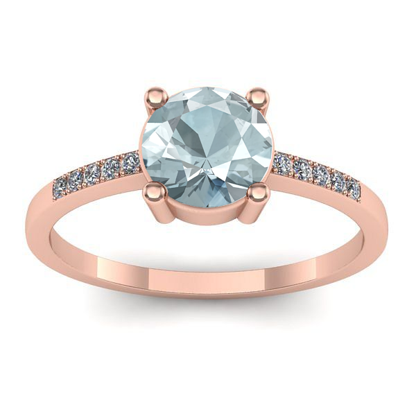 Inel logodna cu aquamarin rotund