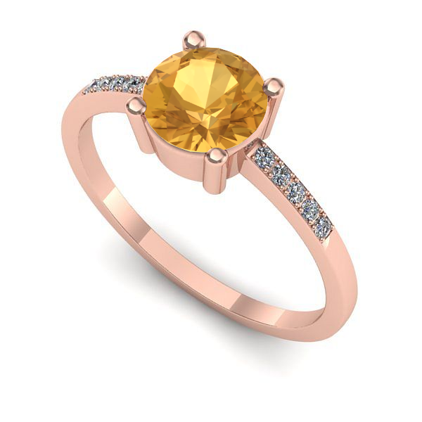 Inel logodna din aur roz cu citrin