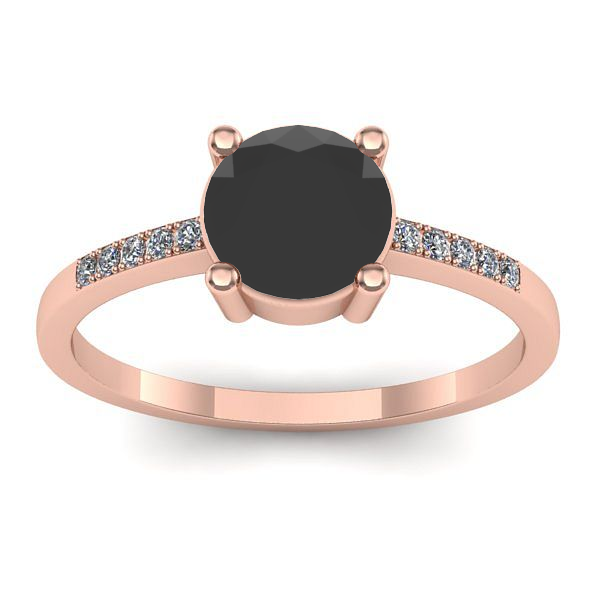 Inel cu diamant negru rotund