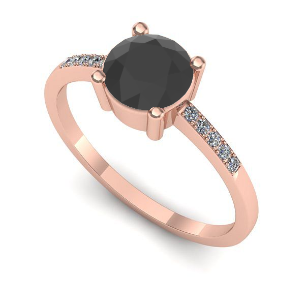 Inel logodna din aur roz cu diamant negru