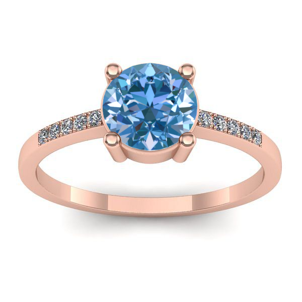 Inel logodna cu diamant de laborator albastru rotund