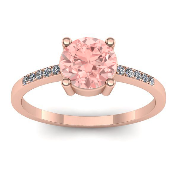 Inel cu diamant de laborator roz rotund