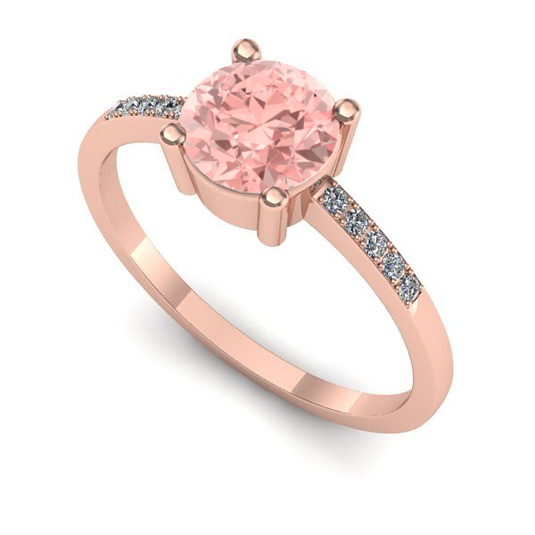 Inel din aur roz cu diamant de laborator roz