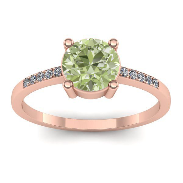 Inel de logodna cu diamant de laborator verde rotund