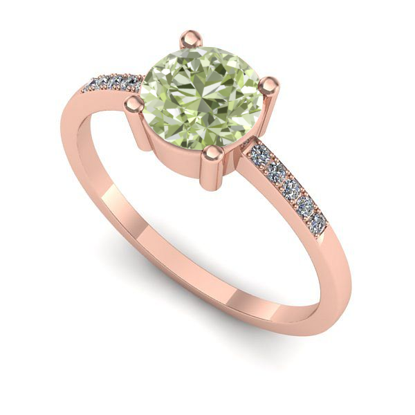 Inel din aur roz cu diamant de laborator verde