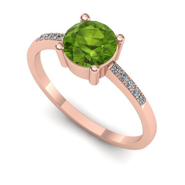 Inel din aur roz cu peridot