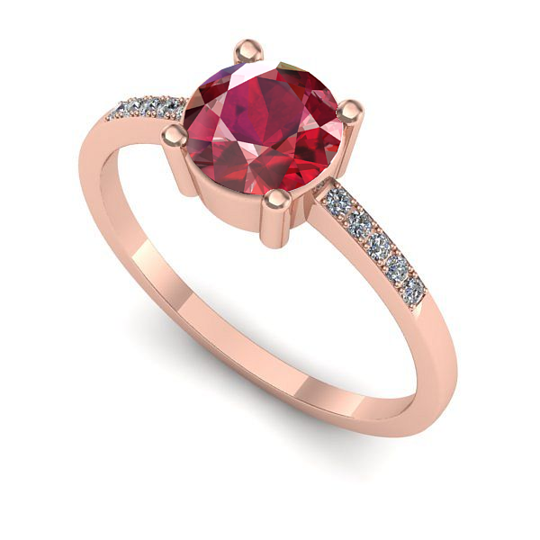 Inel logodna din aur roz cu rubin