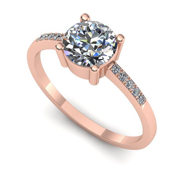 Inel de logodna din aur roz cu safir alb