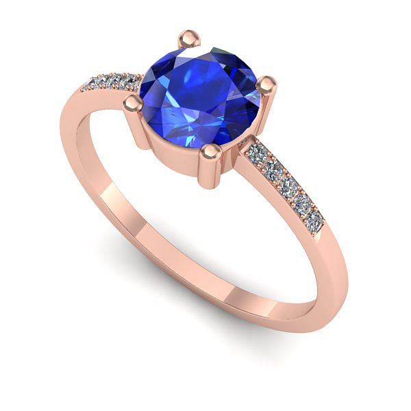 Inel de logodna din aur roz cu safir