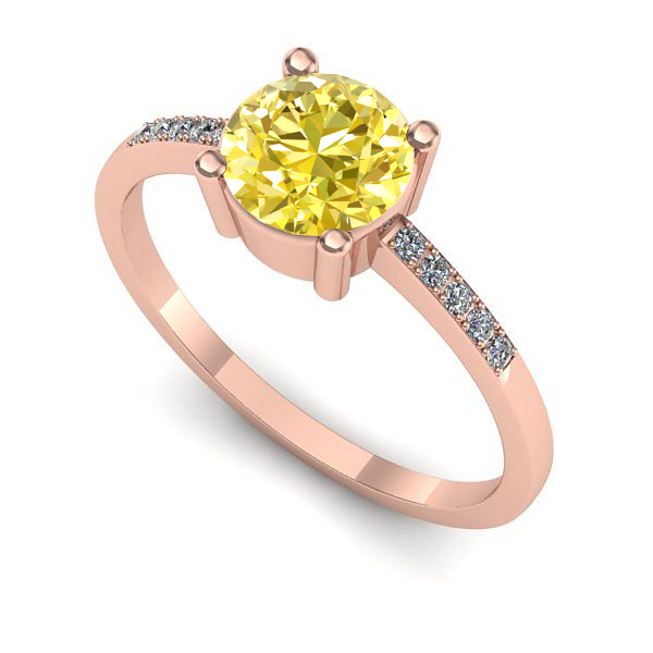 Inel logodna din aur roz cu safir galben