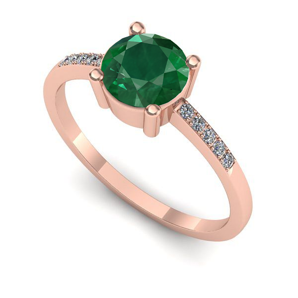 Inel din aur roz cu smarald