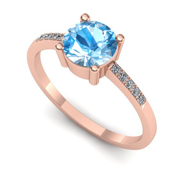 Inel din aur roz cu topaz blue