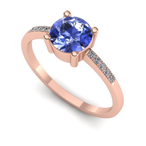 Inel logodna din aur roz cu tanzanit