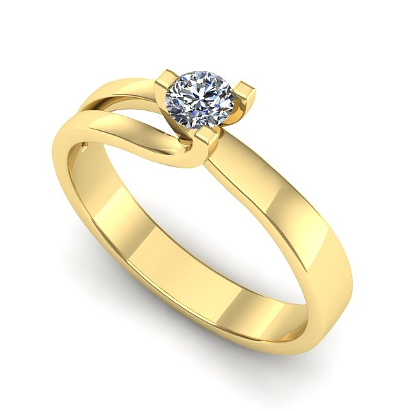 Inel logodna din aur galben cu diamant