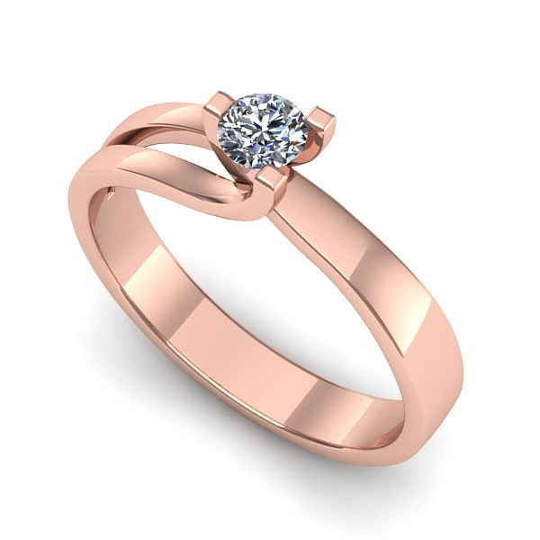 Inel de logodna din aur roz cu diamant