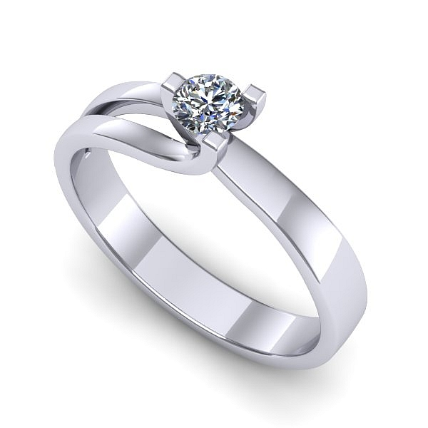 Inel de logodna din aur alb cu diamant