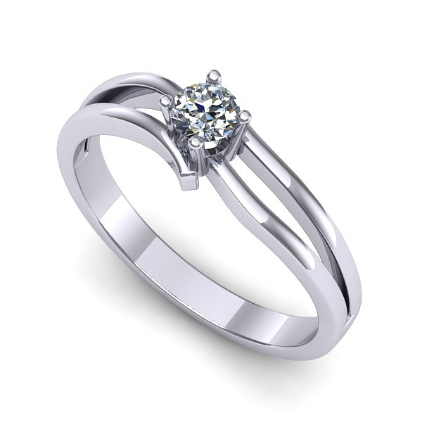 Inel de logodna din aur alb cu diamant