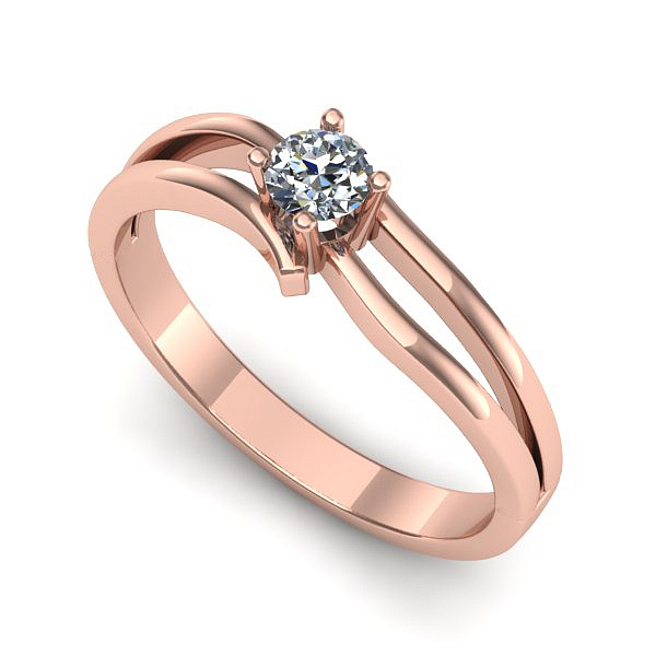 Inel de logodna din aur roz cu diamant