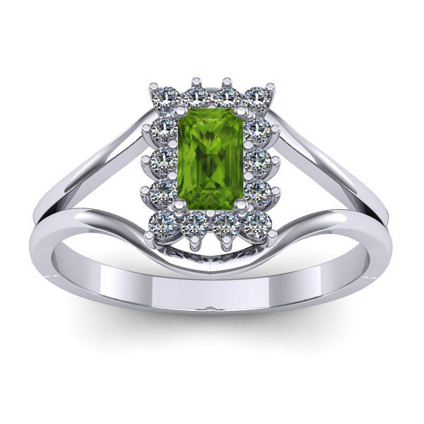 Inel logodna cu peridot dreptunghiular