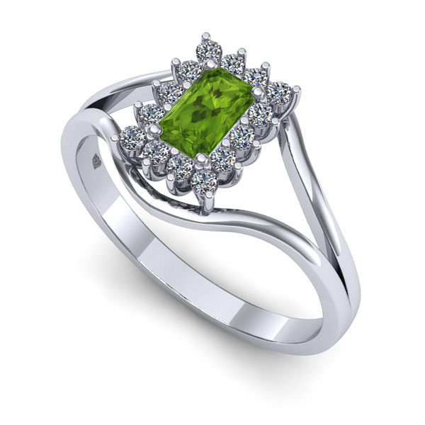 Inel din aur alb cu peridot