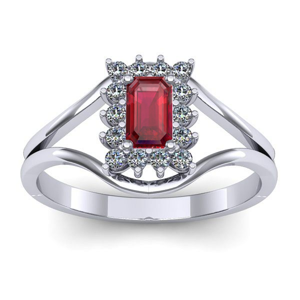 Inel de logodna cu rubin dreptunghiular