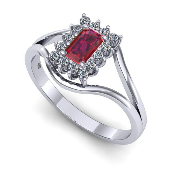 Inel din aur alb cu rubin