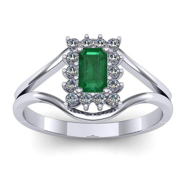 Inel de logodna cu smarald dreptunghiular