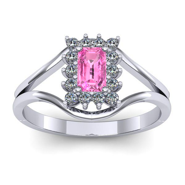 Inel de logodna cu safir roz dreptunghiular