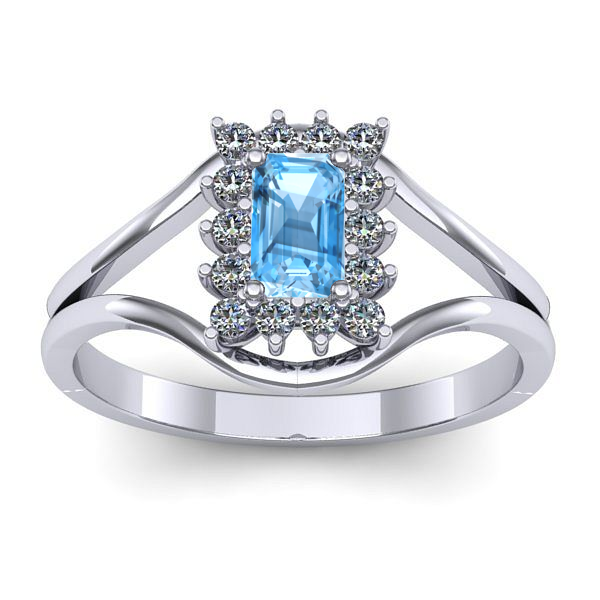 Inel cu topaz blue dreptunghiular