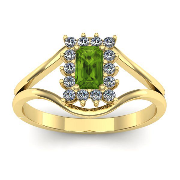 Inel cu peridot dreptunghiular