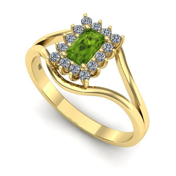 Inel logodna din aur galben cu peridot