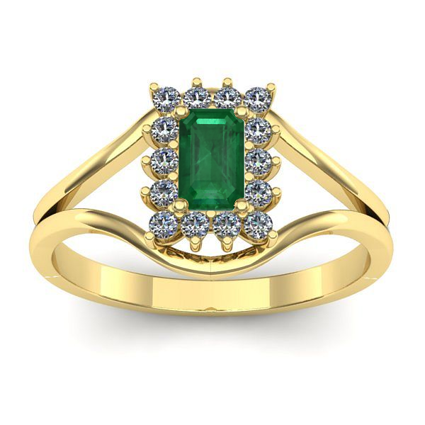 Inel cu smarald dreptunghiular