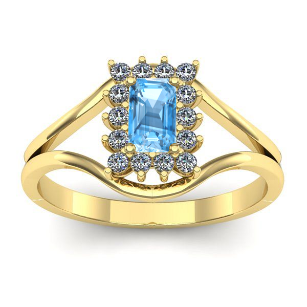 Inel cu topaz blue dreptunghiular