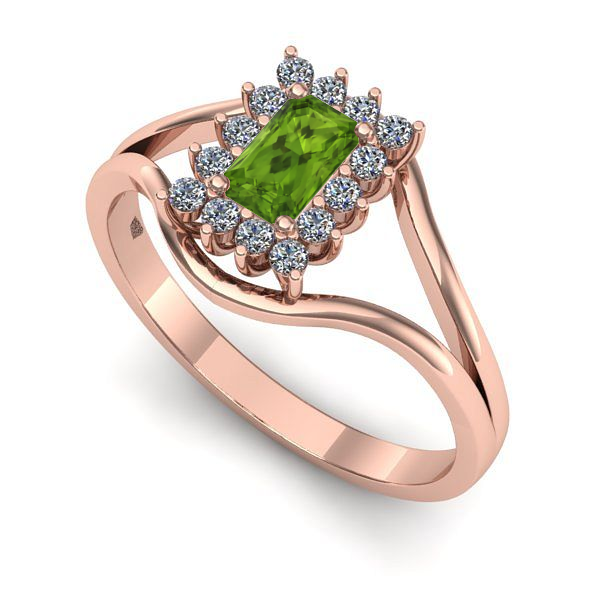 Inel din aur roz cu peridot
