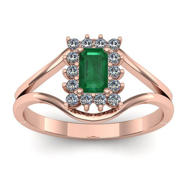 Inel cu smarald dreptunghiular