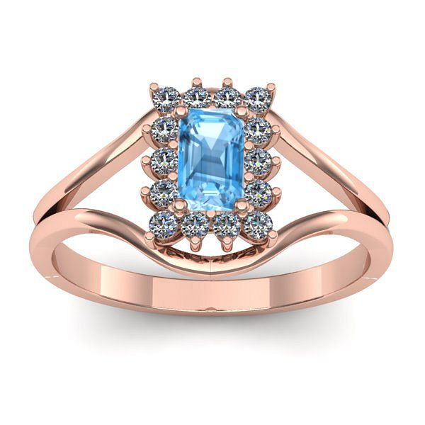 Inel logodna cu topaz blue dreptunghiular