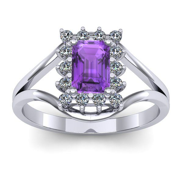 Inel de logodna cu ametist dreptunghiular