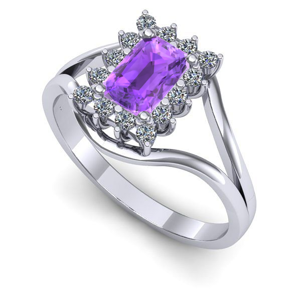 Inel din aur alb cu ametist