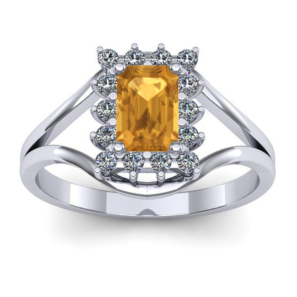 Inel logodna cu citrin dreptunghiular