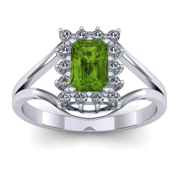 Inel cu peridot dreptunghiular