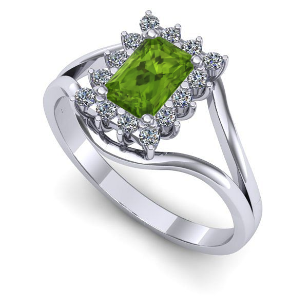 Inel de logodna din aur alb cu peridot