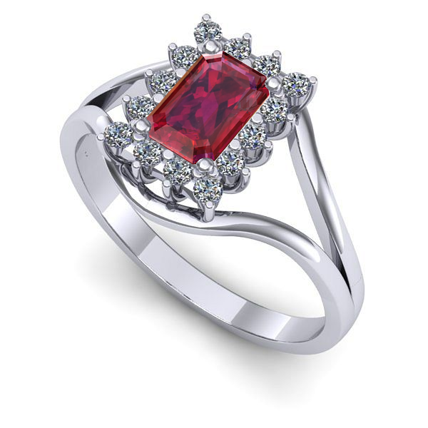 Inel logodna din aur alb cu rubin