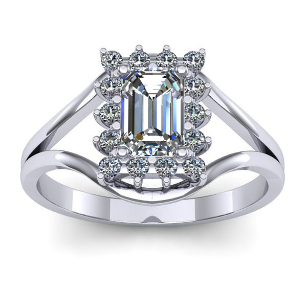 Inel logodna cu safir alb dreptunghiular