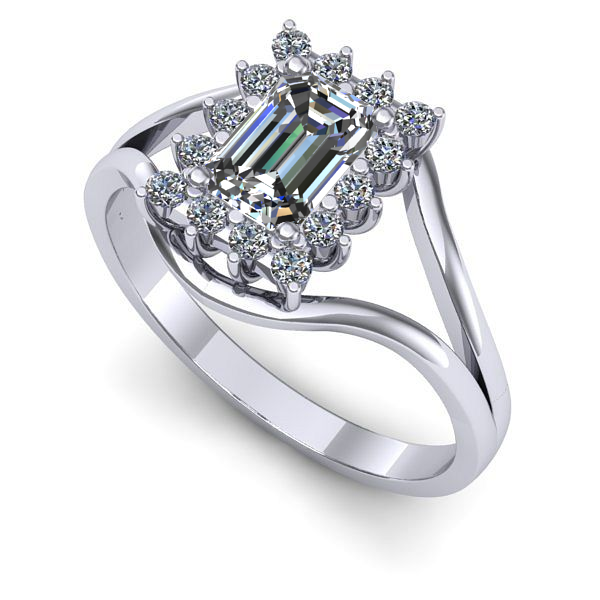 Inel din aur alb cu safir alb