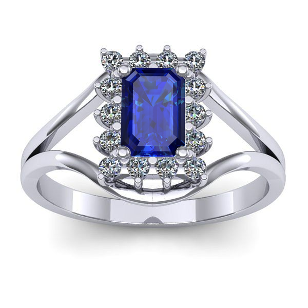 Inel logodna cu safir dreptunghiular