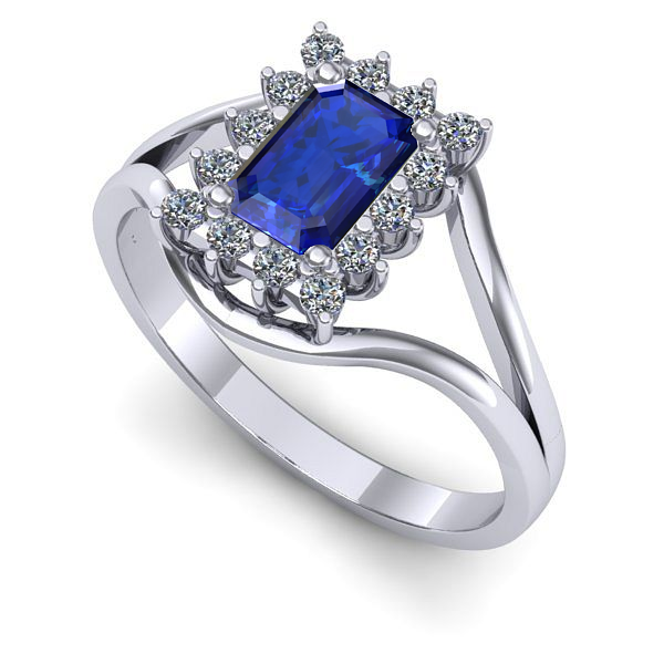 Inel logodna din aur alb cu safir