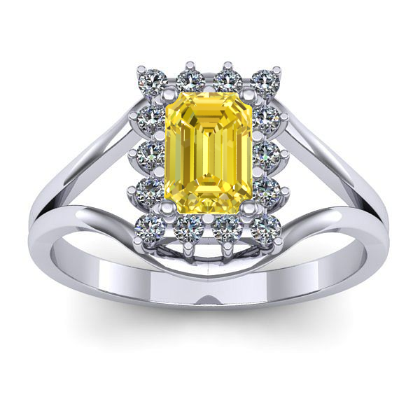 Inel logodna cu safir galben dreptunghiular