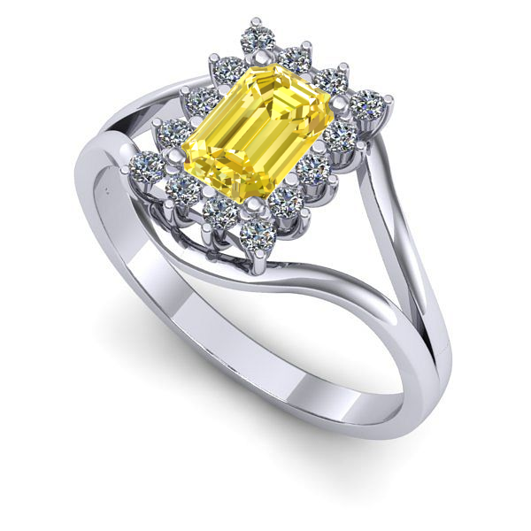 Inel din aur alb cu safir galben