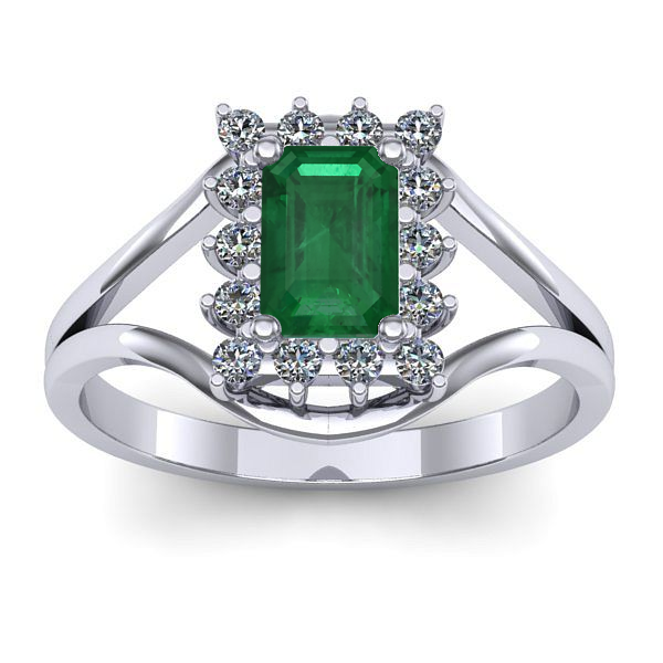 Inel cu smarald dreptunghiular